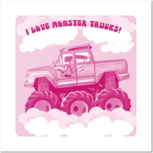 Pink Version I Love Monster Trucks Image Posters and Art